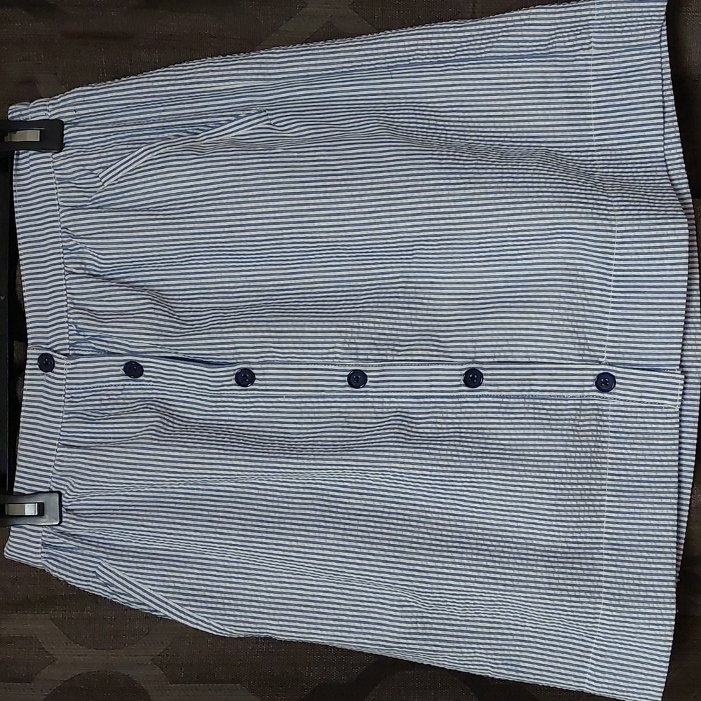 Seersucker blue and white stripped skirt